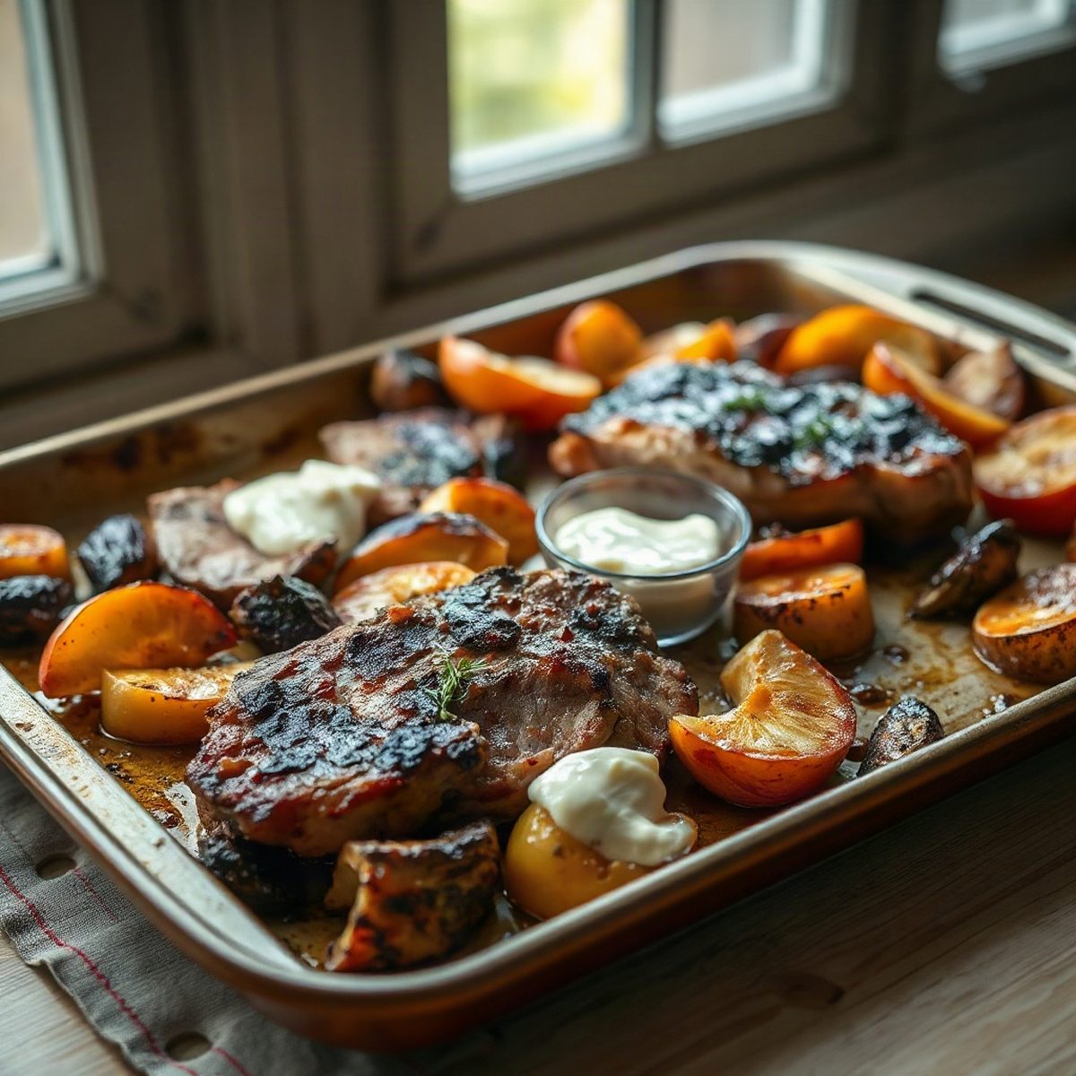 Roasted Pork Tenderloin with Apples and Cream