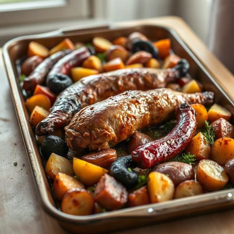 Maple-Roasted Sausages and Sweet Potatoes