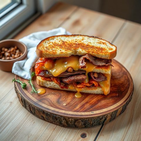 Lesters Smoked Meat Sandwich with Crispy Potato Patties