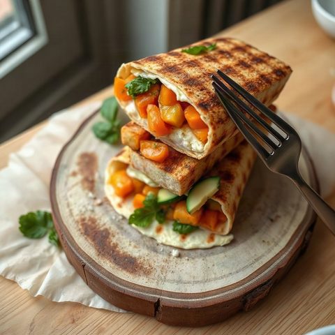 Grilled Tofu Wraps with Avocado and Pickled Carrots