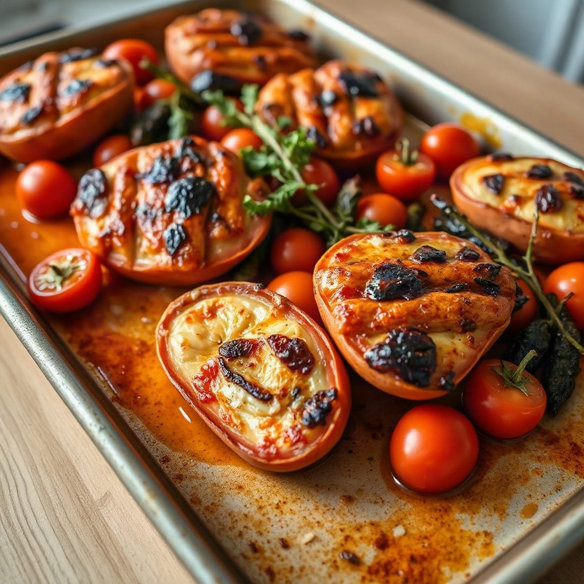 Pâtes aux tomates fraîches et poivrons rôtis
