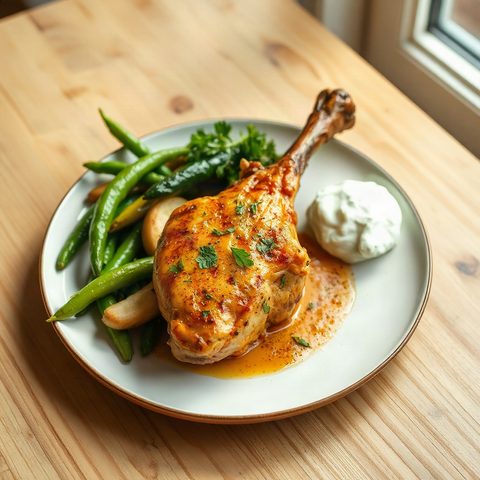 Poêlée de poulet et poivrons au tzatziki