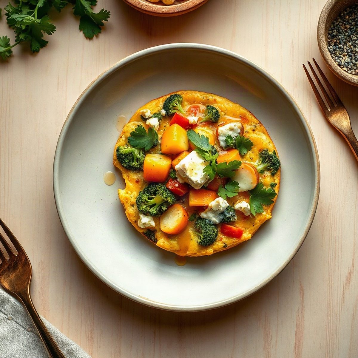 Frittata au brocoli et chèvre frais
