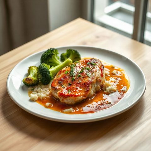 Creamy Chicken, Broccoli and Rice Gratin