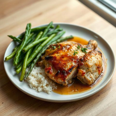 Honey-Soy Glazed Chicken Drumsticks with Rice and Sautéed Cabbage