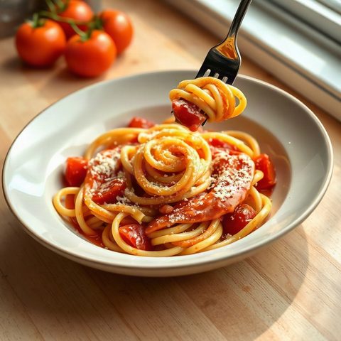 Pâtes crémeuses au thon et aux tomates