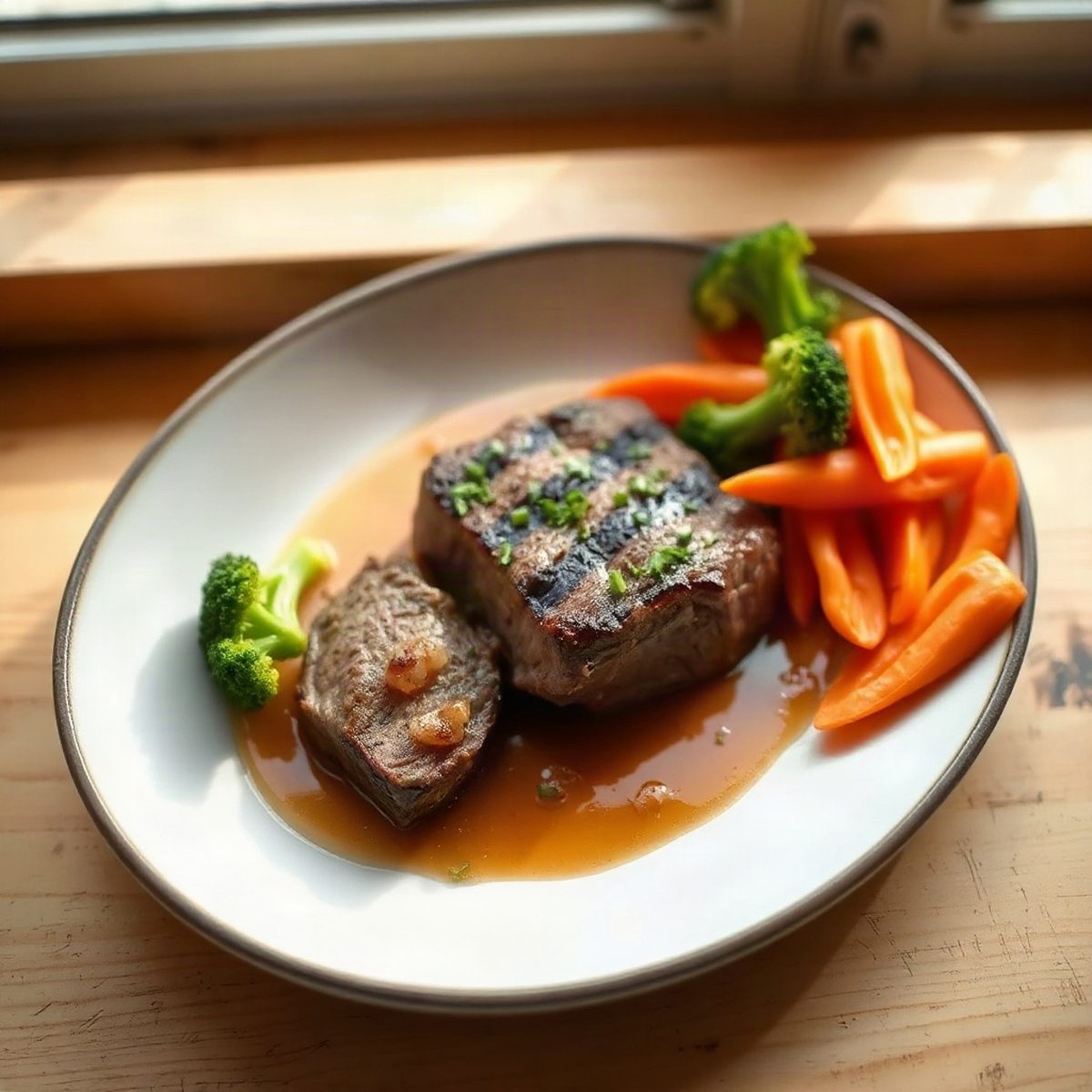 Bœuf haché sauté au brocoli et aux carottes, sauce soya