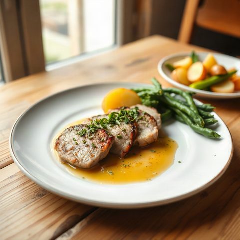 Escalopes de porc à la moutarde et aux pommes