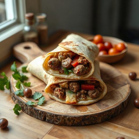 Wraps de saucisses de blé véganes au hummus