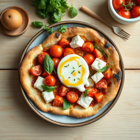 Flatbread Pizzas with Brie, Peppers and Tomatoes
