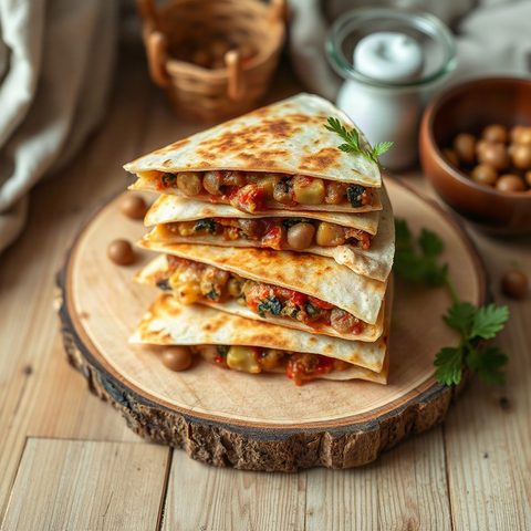 Quesadillas végétariennes aux haricots noirs et poivrons