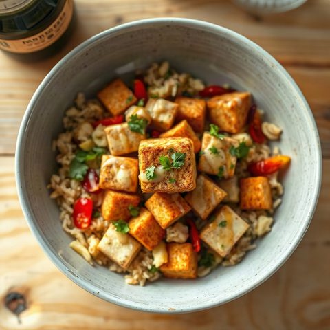 Riz frit au tofu et légumes croquants