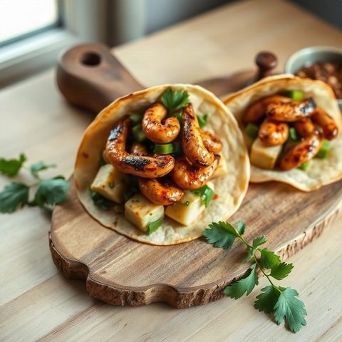 Tacos de crevettes grillées aux poivrons verts
