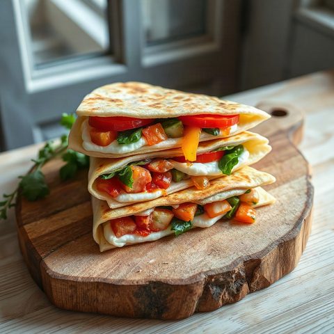 Pitas rôties aux légumes d'été et mozzarella
