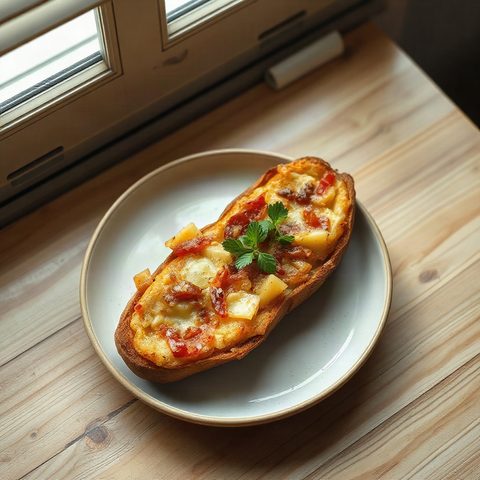Baguette gratinée au thon et cheddar