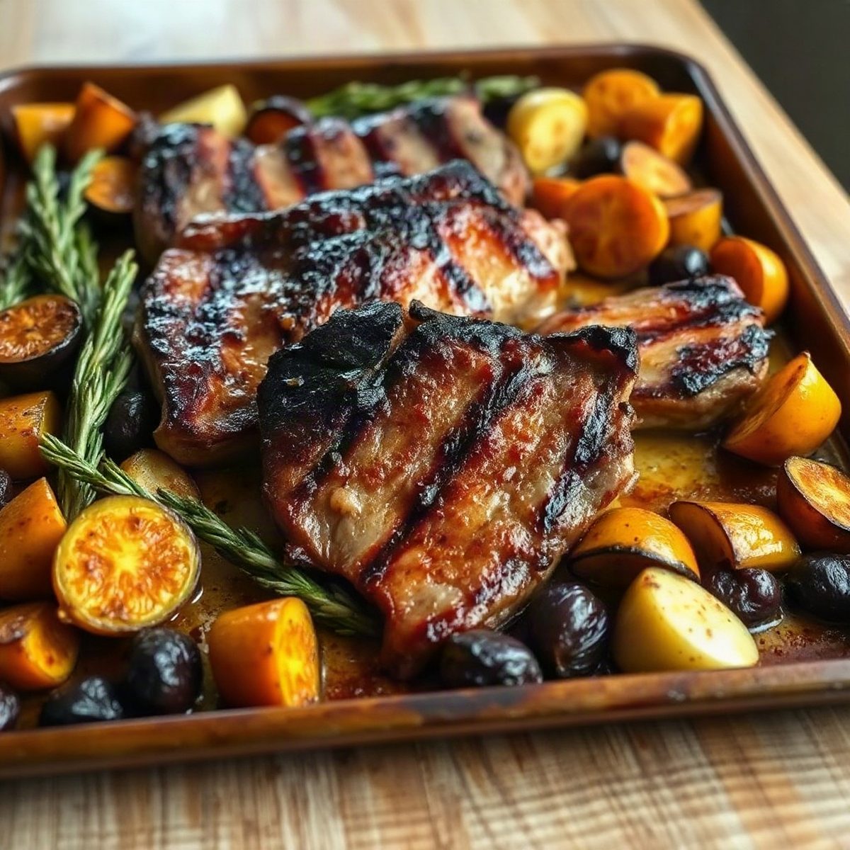 Maple Pork Chops with Roasted Squash