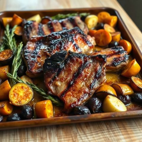 Côtelettes de porc à l'érable et courge rôtie