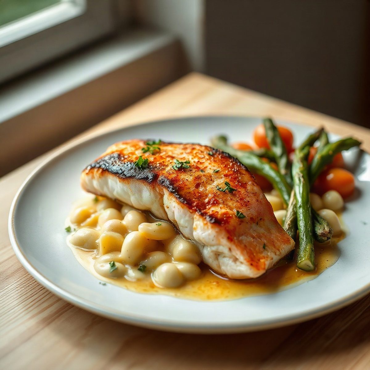 Pan-Seared Salmon with Butter Gnocchi and Creamed Spinach