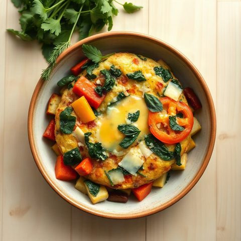 Frittata aux poivrons, épinards et gruyère suisse