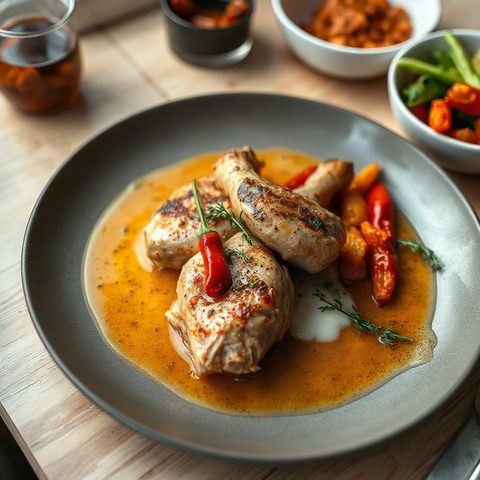 Pilons de poulet braisés au lait de coco et piments