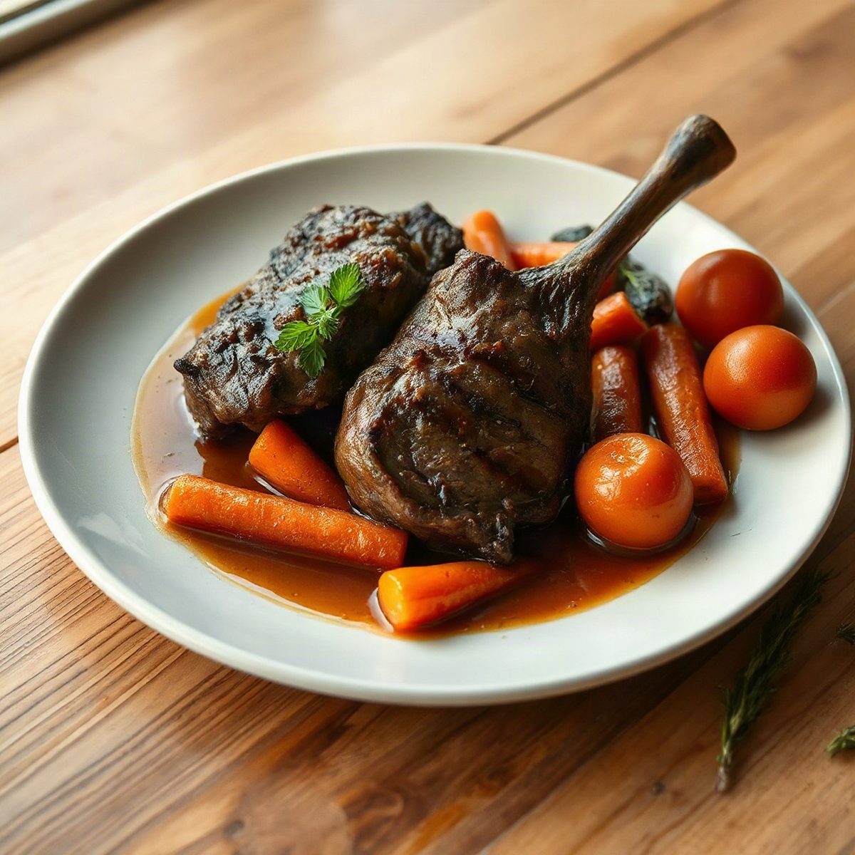 Braised Beef Shank with Carrots and Tomato