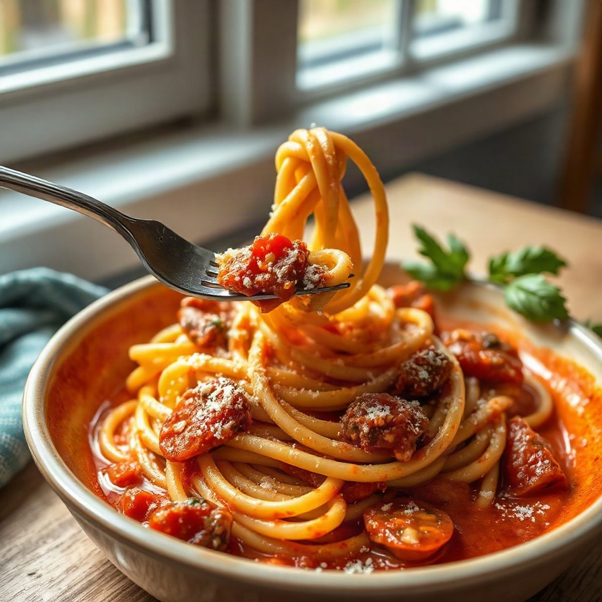 Beyond Meat and Tomato Pasta Bake