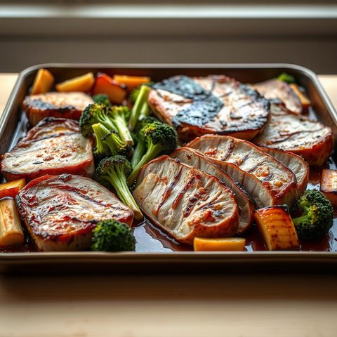 Filets de porc glacés à l'érable et brocoli rôti