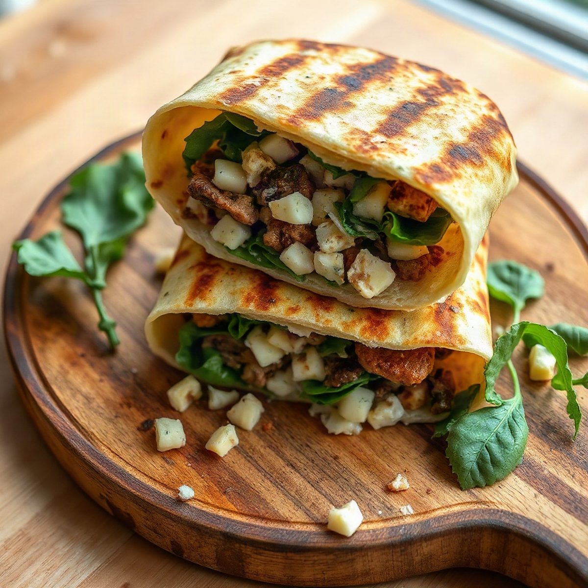 Veggie Ground Beef Wraps with Cheddar