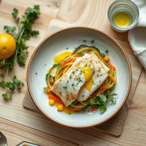 Filets de sole poêlés au beurre citronné, salade croquante