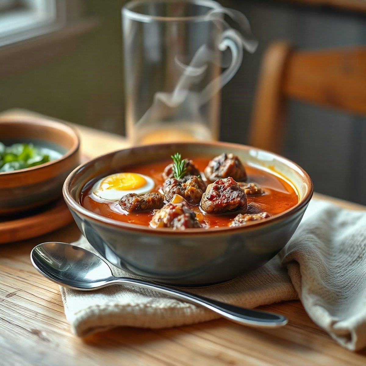 Simmered Beef Kefta with Eggs