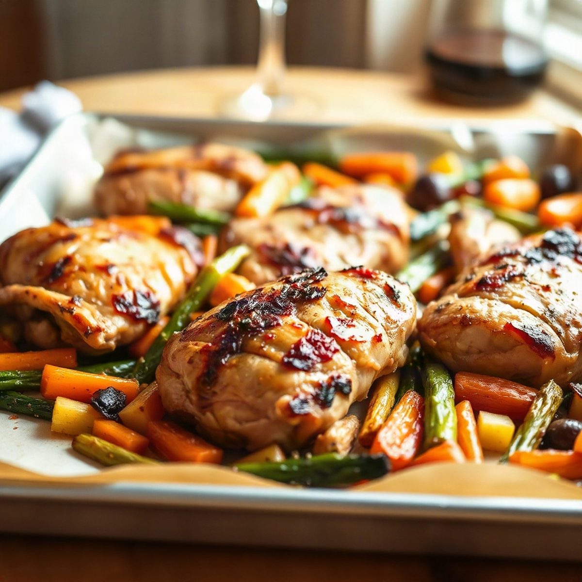 Roasted Chicken Drumsticks with Cabbage and Carrots