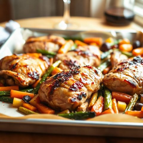 Pilons de poulet rôtis au chou vert et carottes