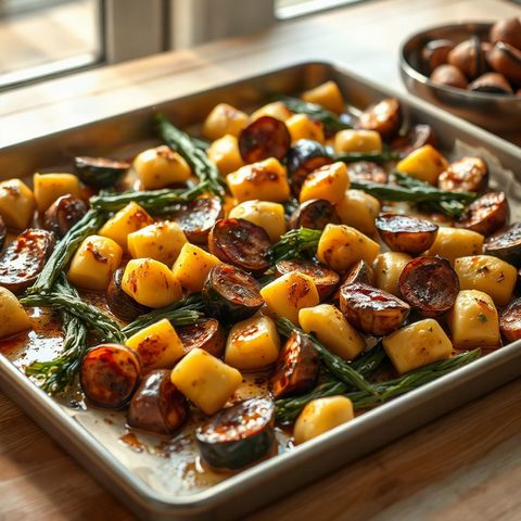 Gnocchi farcis rôtis à la courge et aux épinards