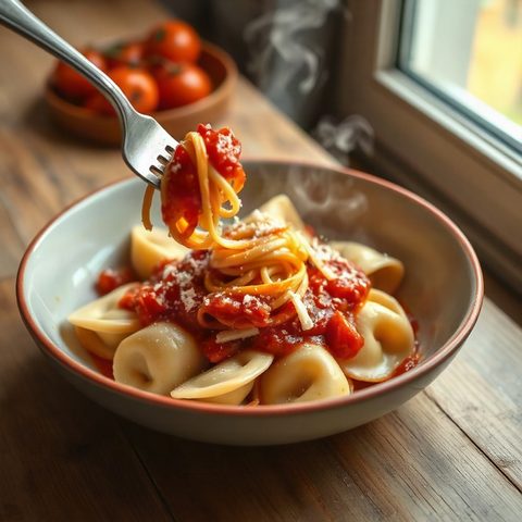 Raviolis gratinés aux tomates cerises et mozzarella fraîche