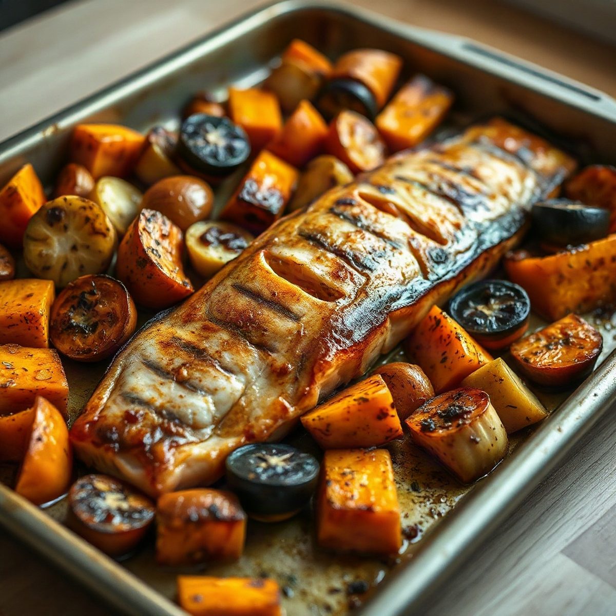 Saumon rôti à la courge butternut