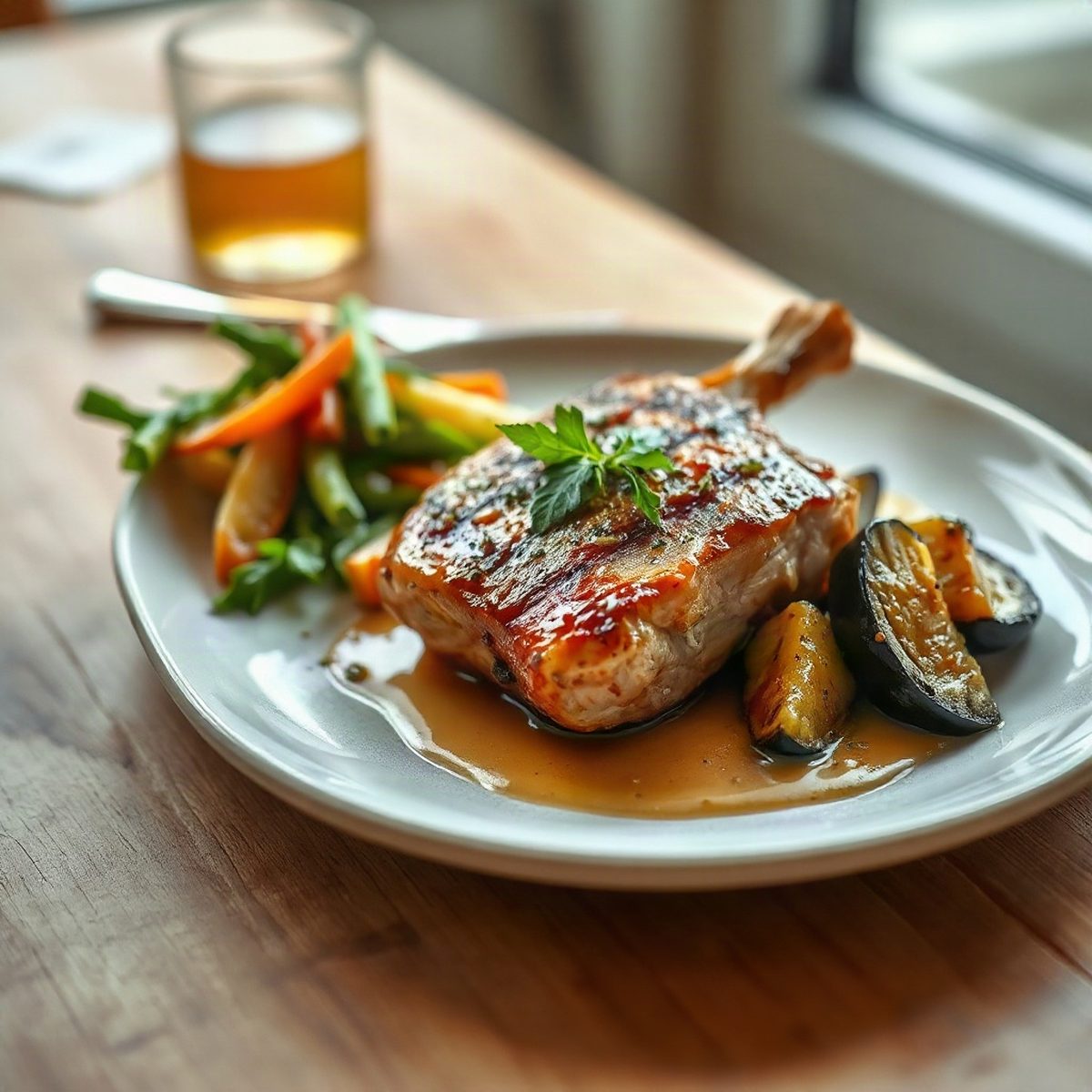 Soy-honey braised chicken with eggplant