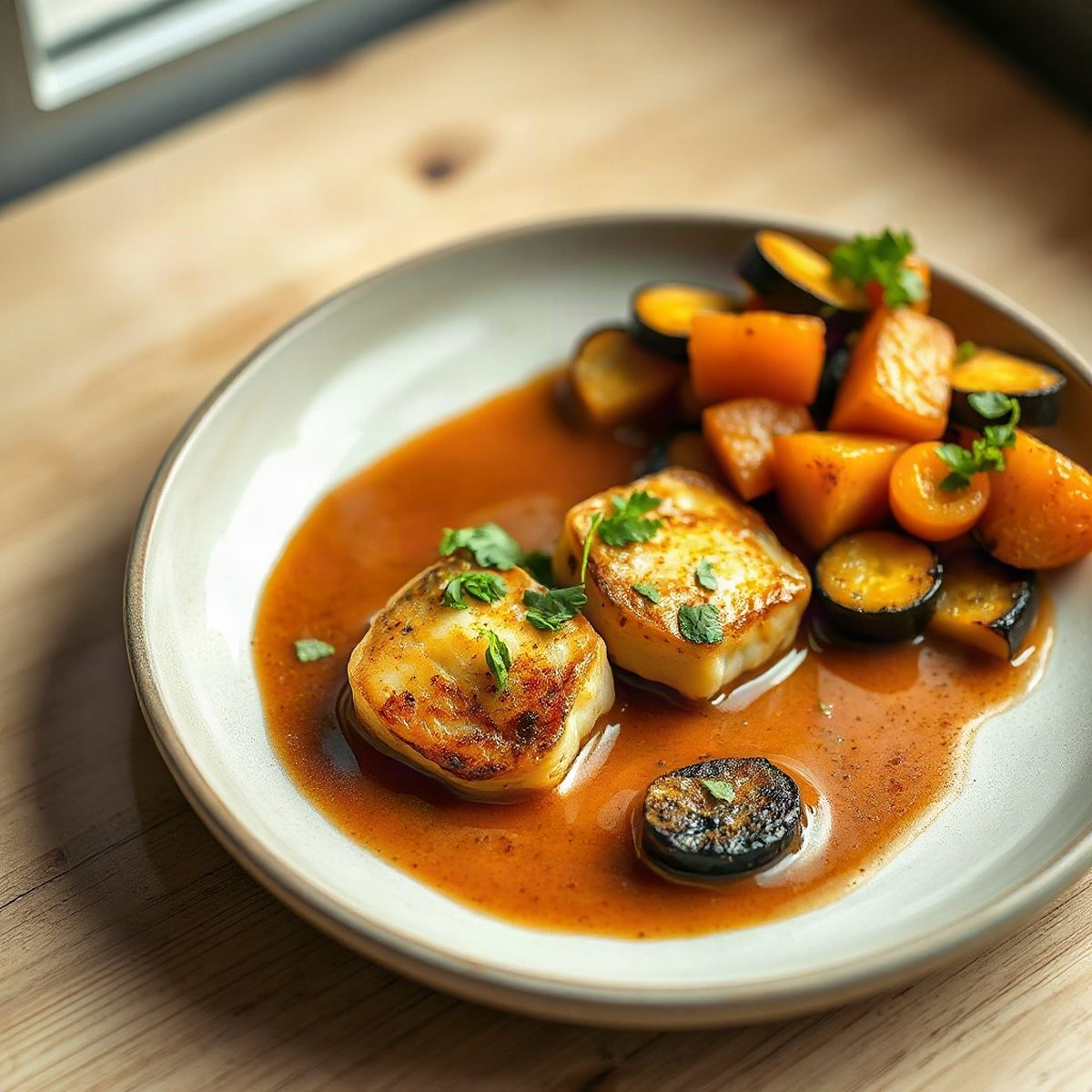Japanese Curry with Fish Balls and Eggplant
