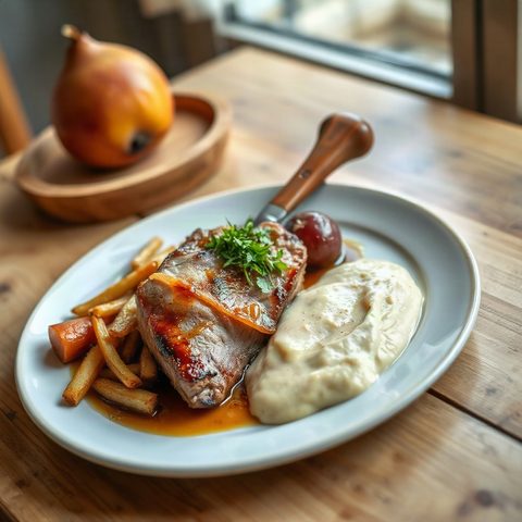 Côtelettes de porc aux pommes McIntosh et purée de patates douces