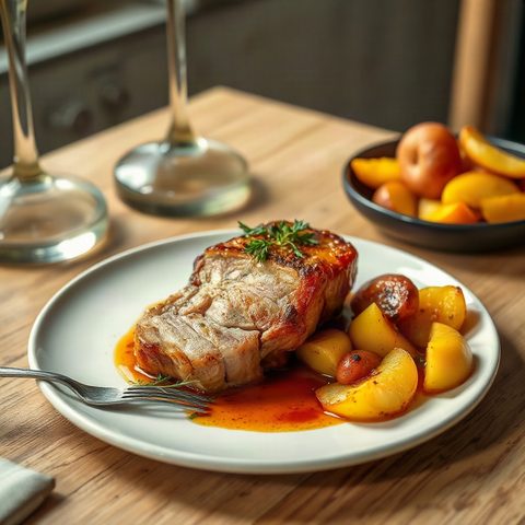 Chou braisé au porc et aux pommes