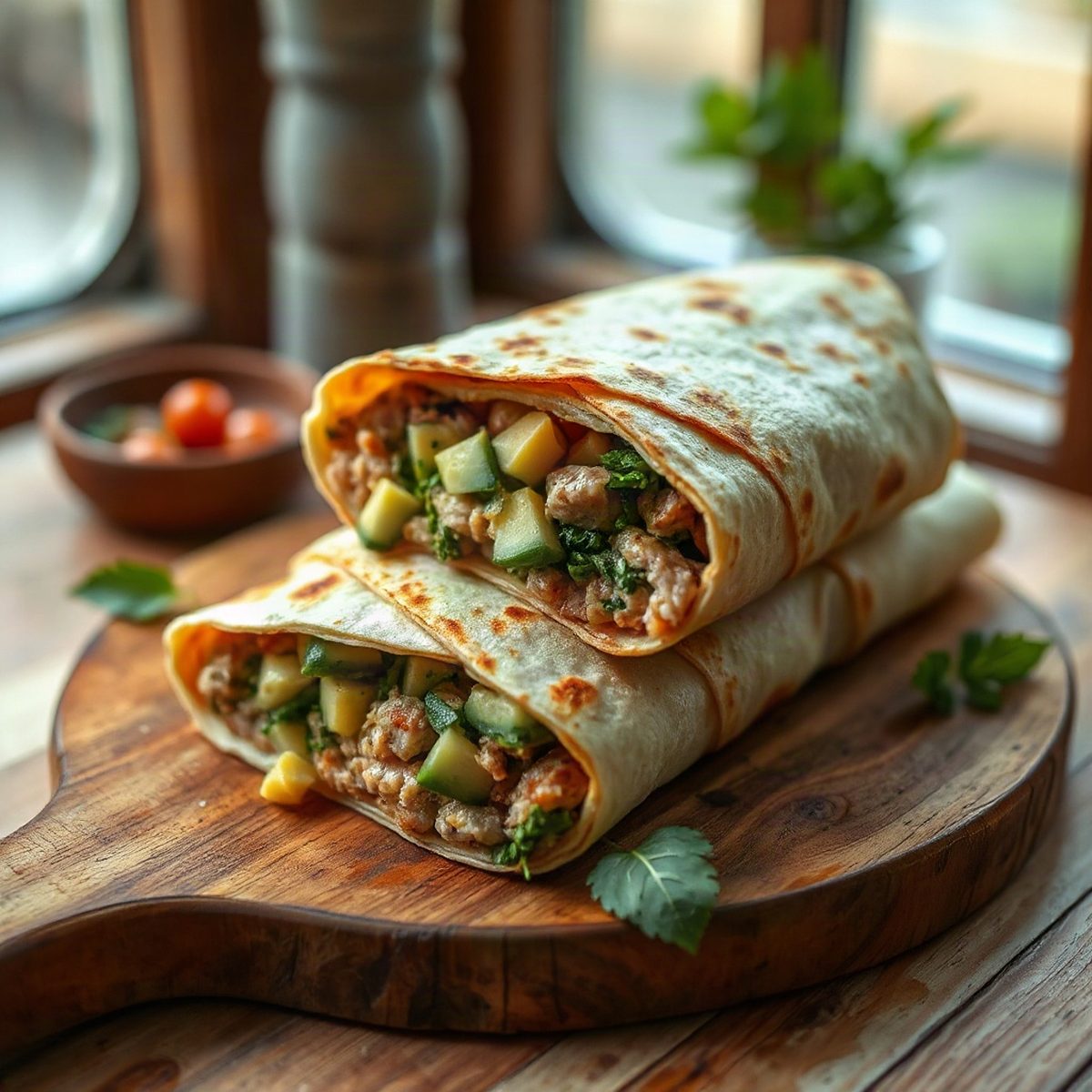Mock-Chicken Wraps with Avocado and Cucumber
