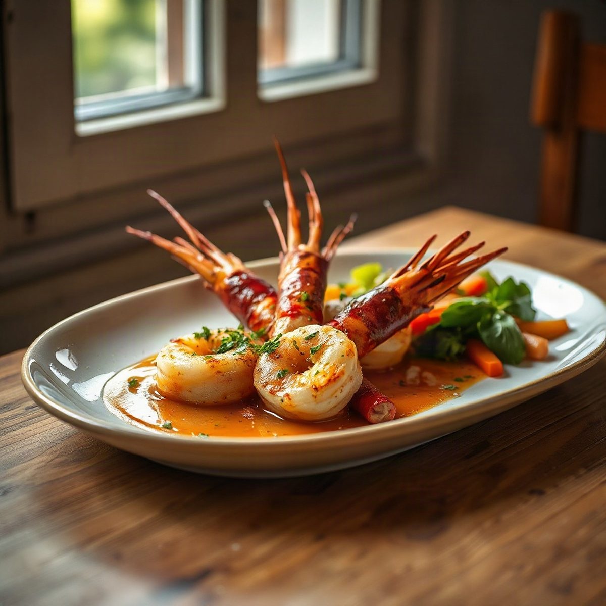 Crevettes sautées à l'ail et aux poivrons