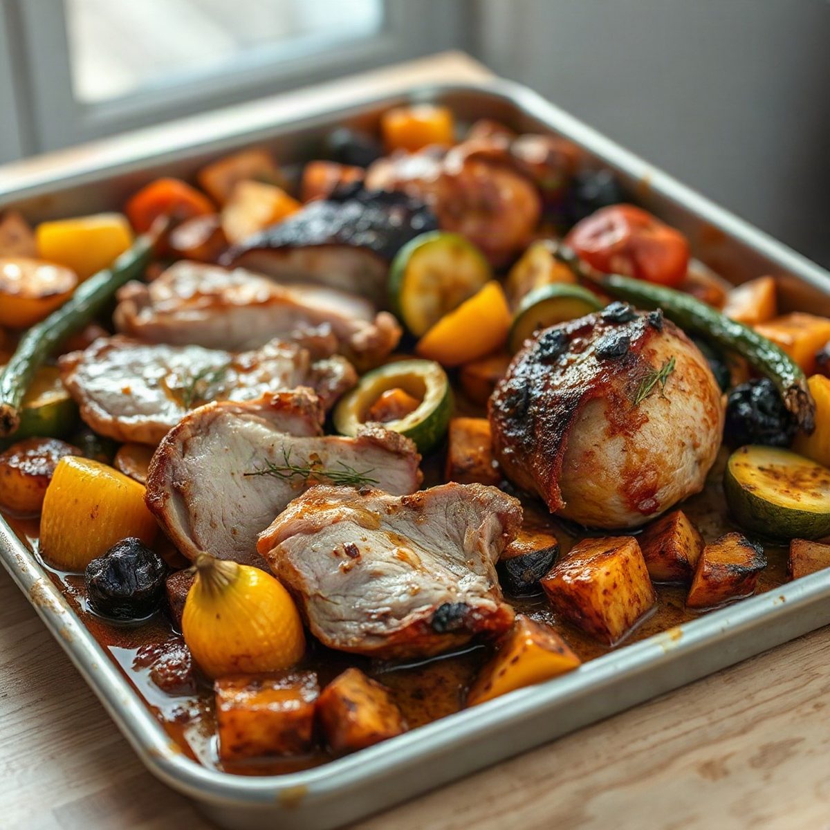 Honey-Mustard Pork Chops with Roasted Squash