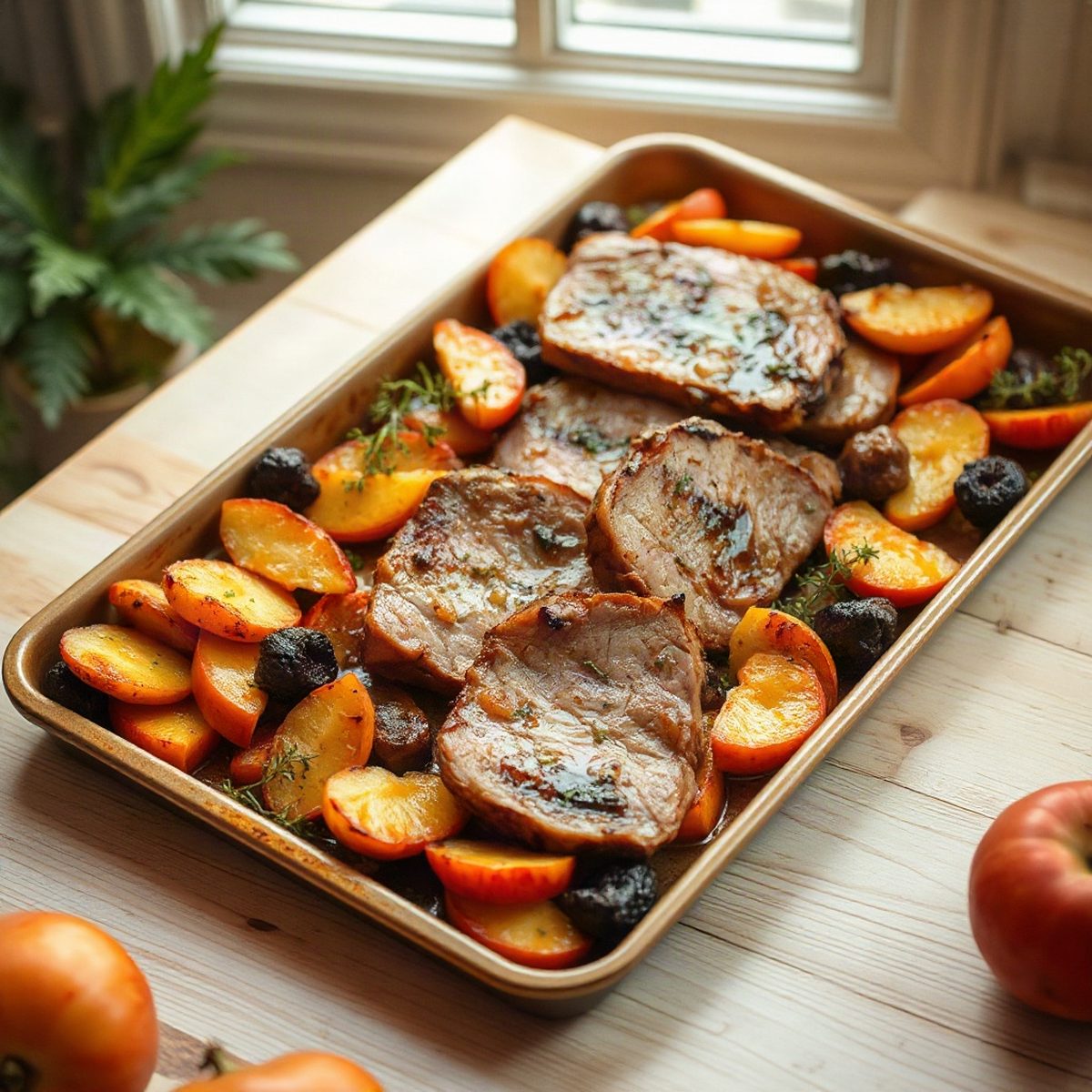 Roasted Pork Tenderloin with Apples and Maple Syrup