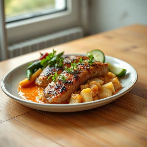 Gratin de chou-fleur romanesco et saucisses au cheddar