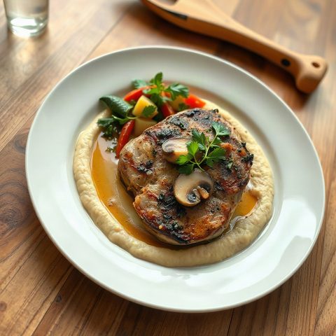 Poitrine de poulet à la crème de champignons et purée Idahoan