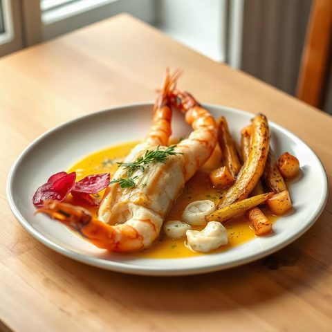 Crevettes à l'ail et au citron avec pommes de terre croustillantes