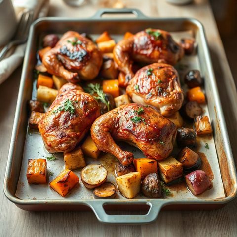 Pilons de poulet rôtis au paprika fumé et légumes racines