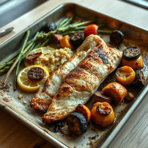 Tilapia rôti, purée de courge buttercup et riz au citron