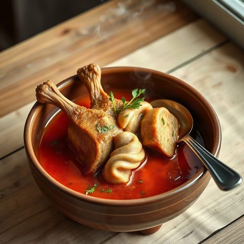 Osso buco de porc braisé à la tomate sur coquilles
