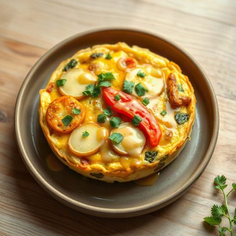 Frittata aux poivrons, pommes de terre et gouda